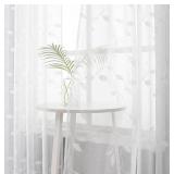 NHNHN Sheer Curtains 108 inch Length 2 Panels Set, Embroidered Semi Sheer Voile Curtain Panels, Rod Pocket Light Filtering Leaf Sheer Curtains for Living Room (Van Gogh