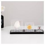 Kcgani Clear Acrylic Souvenir Collectables Display Case Holder Box, Acrylic Easel Display Stand Box and Stand Holder for Watches Capsules Challenge Medals Chips Photo Crystal Carvings Display, 4Inch