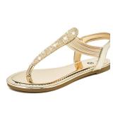 Rekayla Flat Sandals   Sparkling Elastic Strappy Thong Ankle Strap Sandals for Women Rose Gold 09