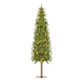 $117 7.5 ft. Pre-Lit LED Pencil Alpine Tree