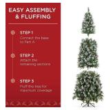 $130 7.5ft Pre-Lit Pencil Christmas Tree, Flocked