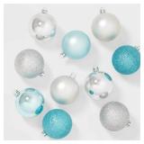 50ct Round Ornaments - Light Blue/Silver