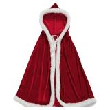 Mrs. Claus Velvet Short Hooded Cape Robe