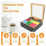 Bamboo Tea Organizer, Black, 8.8*8.8*3.2in