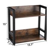 Youeon Wooden Coffee Bar Organizer 15.7x7x15 in, 2 Tier Kitchen Countertop Organizer for Coffee Bar Accessories, Wooden Shelf for Spice Jars, Condiment, Syrup Bottles, Kitchen, Office