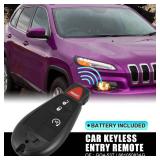 X AUTOHAUX Replacement Keyless Entry Remote Car Key Fob GQ4-53T 433Mhz for Jeep Cherokee 2014-2023 4 Buttons with Door Key NO.68105083AG/68508732AA