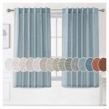 H.VERSAILTEX Natural Linen Curtains 63 inches Long for Living Room 2 Panels Back Tab Loop Pocket Textured Light Filtering Semi Sheer Curtains Rustic Farmhouse Boho Curtain for Bedroom, Stone Blue