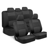 BDK PolyPro Car Seat Covers Full Set in Charcoal on Black Front and Rear Split Bench for Cars, Easy to Install Cover Set, Accessories Auto Trucks Van SUV