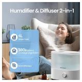 AlohaAir Humidifiers for Bedroom, 4.0L Humidifier for Home, Cool Mist Top Fill Essential Oil Diffuser, Large Room, Baby, and Plants, 7 Color Lights, Quiet, 360° Nozzle, Auto Shut-Off