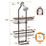 Fixwal Shower Caddy Over Shower Head, No Drilling Bathroom Hanging Shelf Storage Organizer Rack Basket with Hooks, Soap Holder and Adhesives, Rustproof Waterproof Anti-Swing, Black