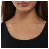 Amazon Essentials Sterling Silver Plated Figaro Chain 20", Sterling Silver