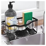 Vanwood Sponge Holder for Kitchen Sink with Auto Draining Tray, Sink Caddy Kitchen Sink Cocina Organizer, Self Drain Dish Soap Sponge Caddy for Counter