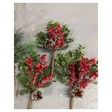 Frosted holly berry tree sprigs