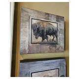 Buffalo Canvas Paintings Set of 2 12"x14"