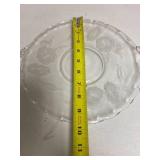 Vintage Clear Glass serving plate with handles and flower design