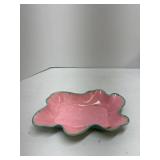 A Green and pink ceramic tray for jewelry or candy or whatever