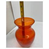 A Red Orange Glass Vase for flowers or crafts or anything!