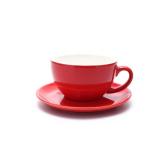 Coffeezone Manual Brew Coffee Cup and Saucer, Latte Art Cappuccino for Coffee Shop and Barista (Glossy Red, 8.5 oz)