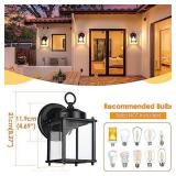 MATAMEYE Outdoor Wall Lantern, Exterior Waterproof Wall Sconce Light Fixtures, Black Front Door Wall Lighting with Clear Beveled Glass Shade, 2 Pack