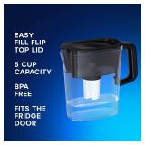 AQUAPHOR Compact 5 Cup Water Filter Pitcher   Black with 1 x B15 Filter   Fits in The Fridge Door   Reduces Limescale and Chlorine   Ideal for Five Cups