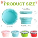 Suclain 4 Pcs Camping Bowl with Lid Collapsible Silicone Bowl Lunch Box Salad Bowl Expandable Food Storage Container Folding Travel Bowl for Hiking Camping(Red, Pink, Blue, Green,12 oz)