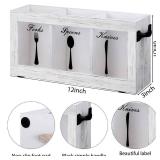 Silverware Caddy Organizer Bin Utensil Cutlery Holder with Acrylic Front Panel 3 Compartments Spoon Fork Knife Holder Kitchen Tableware Storage Box Wood Flatware Caddy for Countertop (Retro White)