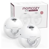 Momcozy Breast Pump Hands Free M5, Wearable Breast Pump of Baby Mouth Double Sealed Flange with 3 Modes & 9 Levels, Electric Breast Pump Portable   24mm, 2 Pack Quill Gray