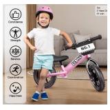 LEDIVO Toddler Balance Bike 2 Year Old, No Pedal 12 Inch Bike for Kids 24 Months to 5 Years Old, Customize Plate (3 Stickers Included), Gift Bikes for Boys Girls 2 5