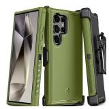 MYBAT Pro Maverick Series for Samsung Galaxy S24 Ultra Case with Belt Clip Holster, 6.8 inch, Heavy Duty Military Grade Drop Protective Case with 360° Rotating Stand (No Screen Protector) Green