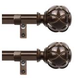 Curtain Rods 2 Pack, HOTOZON Curtain Rods for Windows 32 to 58 Inch, New Splicing Window Rods for Windows, Single Drapery Rod with Netted Finials, Antique Bronze