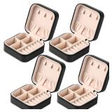 Neveika Portable Travel Mini Jewelry Box Leather Jewellery Ring Organizer Case Storage Gift Box Girls Women (4pcs black).