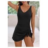 Aidonger One Piece Swim Dress Swimsuits for Women Tummy Control Swimdress Skirt Bathing Suit m