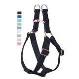 Soft Leather No Pull Dog Harness   Adjustable Step in Dog Harness with Rose Gold Heavy Duty Metal Buckle, Freedom Nylon Dog Halter Vests for Small Medium Large Dogs Easy Walking Training (Black,S)