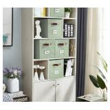 DECOMOMO Storage Bins | Cube Storage Bin with Label Holders, Fabric Storage Cubes for Organizing Shelves Closet Toy Clothes (10.5 x 11 / 6pcs, Sage Green)