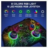 Wireless Switch Pro Controller for Nintendo Switch Controller/Lite/OLED, Cool RGB Wired PC Game Joysticks Wireless iOS/Android Remote with LED Light/Programmable Nintendo Switch Accessories