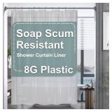 AmazerBath Plastic Shower Curtain, 60 x 72 Inches PEVA Heavy Duty Clear Shower Curtain, Waterproof Heavy Weight Thick Bathroom Curtain with 3 Big Clear Weighted Stones and 10 Rustproof Grommet Holes