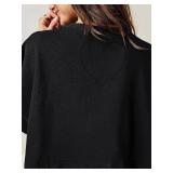 Dokuritu Sweatshirt Dress Women Crew Neck Long Sleeve Patchwork Pullover Tops Flowy Oversized Sweatshirt Mini Dress Black M