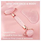 Kate Eve Elite Brazilian Rose Quartz Face Roller & Gua Sha Set   Certified, Ultra Premium Quartz for Revitalizing Facial Therapy, Skin Lifting, Wrinkle Reduction   A Must Have Elevate Your Skincare