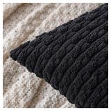 MIULEE Throw Pillow Covers Soft Corduroy Decorative Set of 2 Boho Striped Pillow Covers Pillowcases Farmhouse Home Decor for Couch Bed Sofa Living Room 20x20 Inch Black