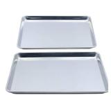 Checkered Chef Baking Sheet Set   13 x 9.5 Stainless Steel Quarter Pans for Baking and Cooking (2 Pack)