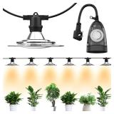 SEEYANG Grow Lights for Greenhouse   LED Outdoor Grow Lights 6 Pack with Timer, Waterproof Plant Greenhouse Lights, UL Certified Greenhouse Grow Lights, Outdoor Grow Lights for Veg Seedling Flower