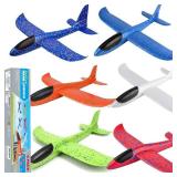 BooTaa 6 Pack Airplane Toys, 17.5 Large Throwing Foam Plane, 2 Flight Mode Foam Gliders, Birthday Gifts for Kids 3 4 5 6 7 8 9 10 11 12 Year Old Boys Kids Girls, Outdoor Yard Family Game Toys