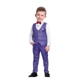 Sadarkes Toddler Boy Clothes Formal Tuxedos Purple 4Pcs Vest Pants+White Shirts+Red Bow Tie Easter Outfits Boys Suits