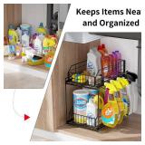 SUEH DESIGN Under Sink Organizer, 2 Tier Bathroom Cabinet Organizer Metal Kitchen Sink Organzier with Hanging Rail for Kitchen Bathroom Organization and Storage, 1 Pack