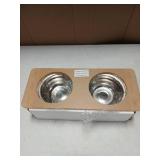 Dog and Cat Bowls Elevated Set - Acrylic Feeder Stand with 2 Set Removable Stainless Steel and Glass Bowls Food and Water Raised Dishes for Small Pet,3.75 inches