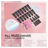 JEWHITENY 14 Colors Poly Extension Gel Nail Kit With Nail Lamp Nude Pink White Brown All In One Poly Nail Gel Starter Kit Poly Gel Nail Kit With Base Top Coat Manicure Salon Frence Nail Art DIY