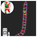 halilus Christmas Decorations LED Ladder Lights - Climbing Santa Claus Outdoor Christmas Decorative Multicolor Lights for Indoor Outdoor Window Garden Home Wall Xmas Tree Dec, XH-100286