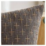 MIULEE Pack of 2 Decorative Burlap Linen Throw Pillow Covers Modern Farmhouse Pillowcase Rustic Woven Textured Cushion Cover for Sofa Couch Bed 20x20 Inch Dark Grey