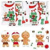 Fancy Land 12 Gingerbread Craft Kit for Kids DIY Create Your Own Foam Gingerbread Man Ornament Self-Adhesive Sticker Sheets Fun Holiday Gifts