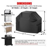 Grill Cover, 58 inch BBQ Gas Grill Cover for Outdoor Grill, Waterproof, Anti-UV, Rip-Proof, Fade Resistant Material, Barbecue Cover with Hook-and-Loop Straps & Adjustable Hem Drawstring, Black